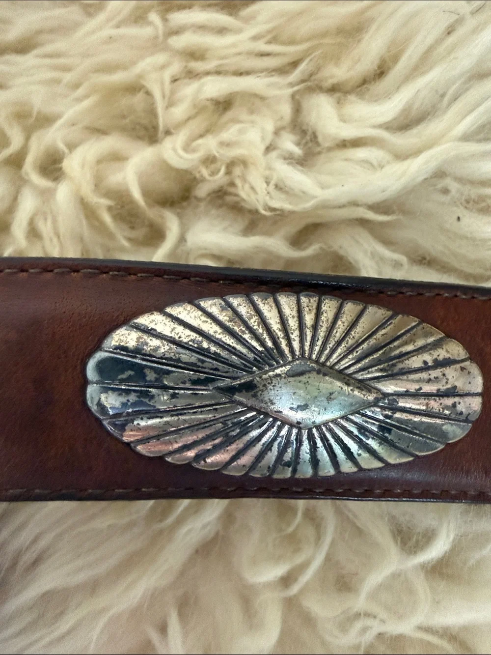 ONYX Brighton Leather Belt with Silver Embellishments 40